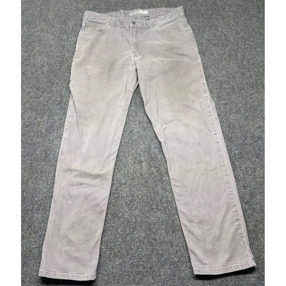 Carhartt Pants Mens 36x34 Gray Rugged Flex Canvas Straight Fit 5 Pocket Workwear